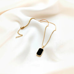 Noir Tag Pendant Necklace – Gold Stainless Steel Necklace for Men & Women