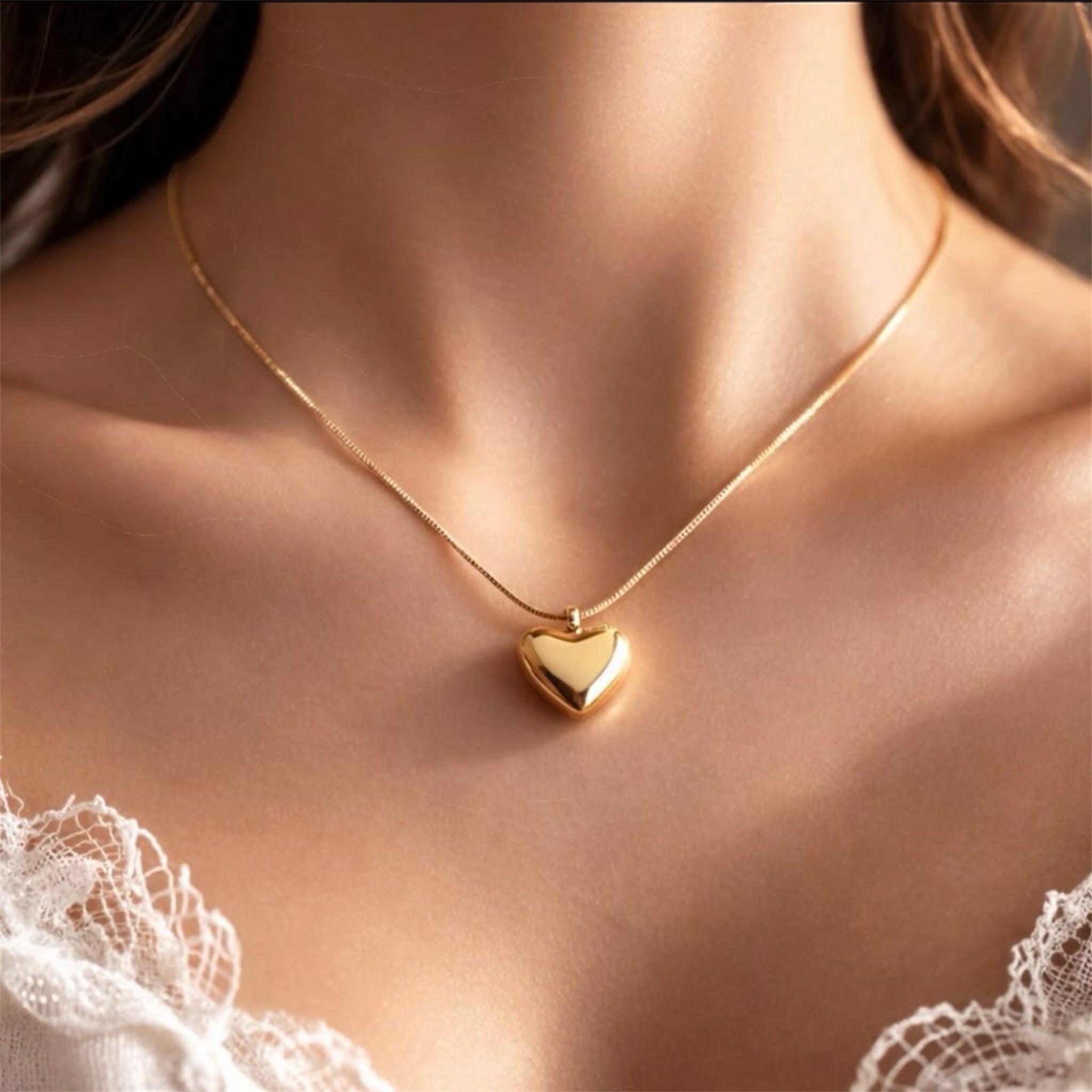 Luna Heart Pendant Necklace – Minimal Stainless Steel Heart Necklace