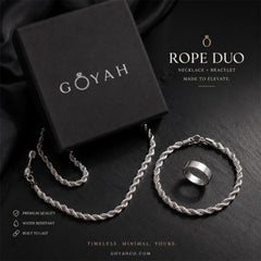 Bundle of 2- Rope Chain Bracelet Duo – Twisted Silver Stainless Steel | GOYAH