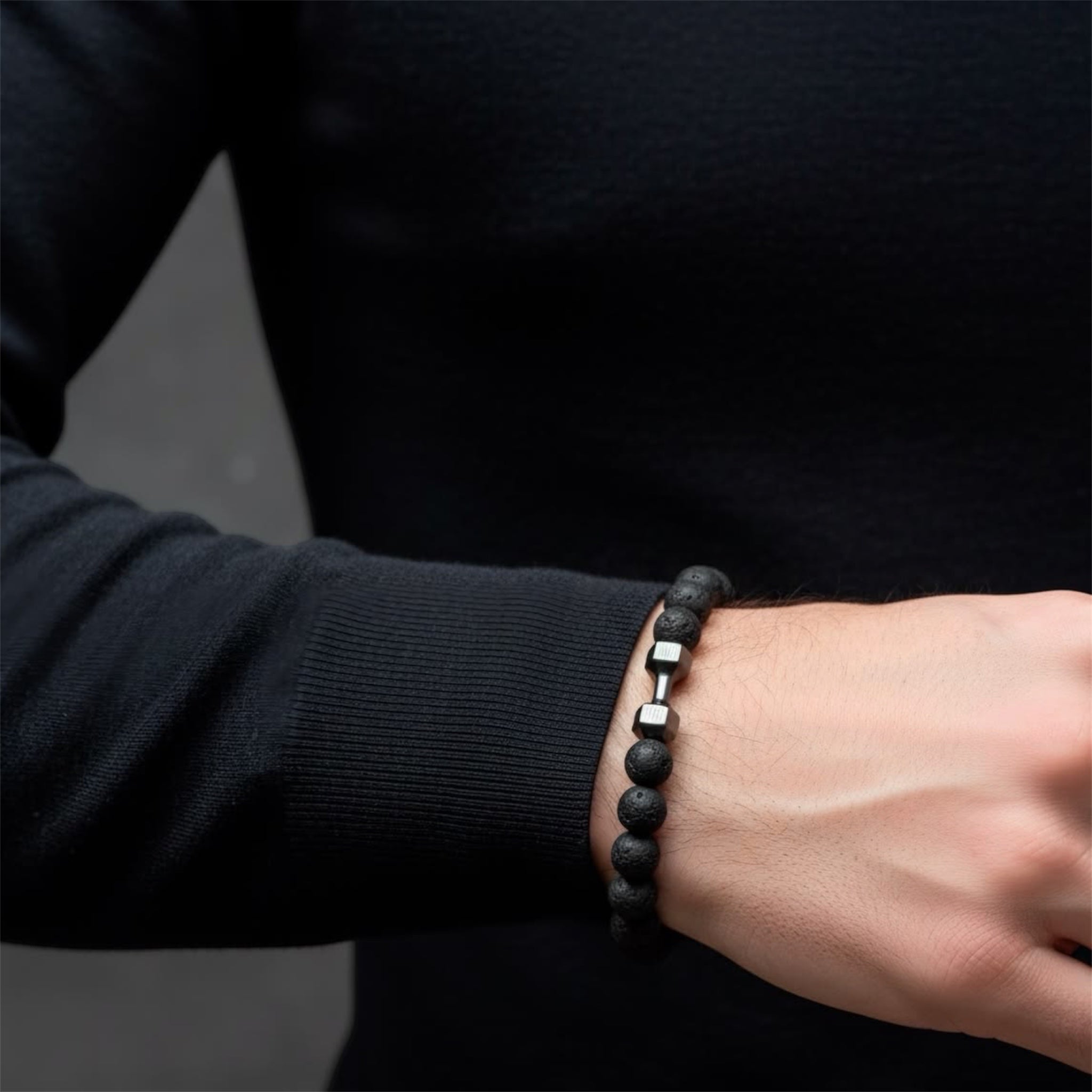 Forge Bracelet – Black Beaded Dumbbell Bracelet | GOYAH