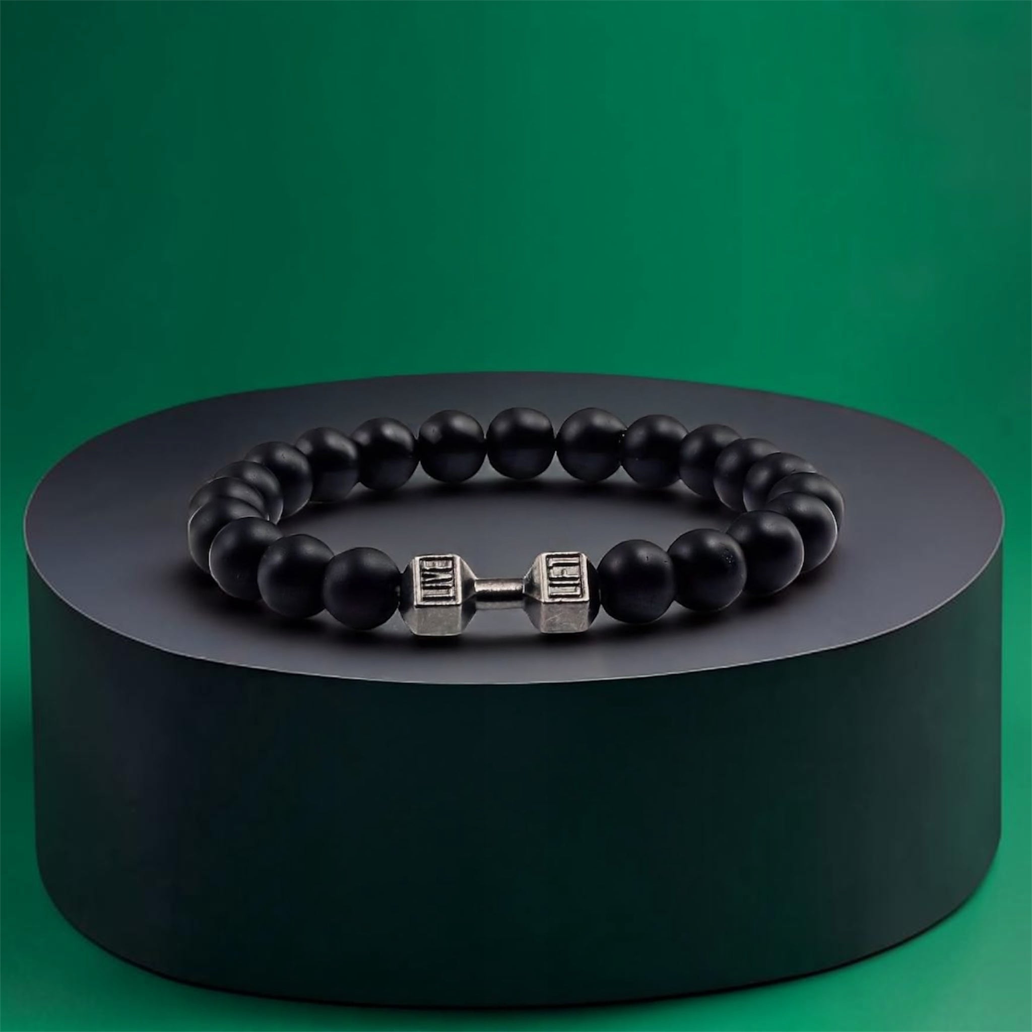 Forge Bracelet – Black Beaded Dumbbell Bracelet | GOYAH