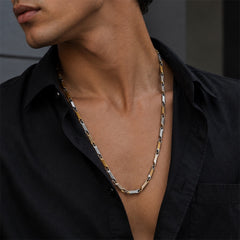 Two-Tone Gold & Silver Link Chain Necklace for Men | GOYAH