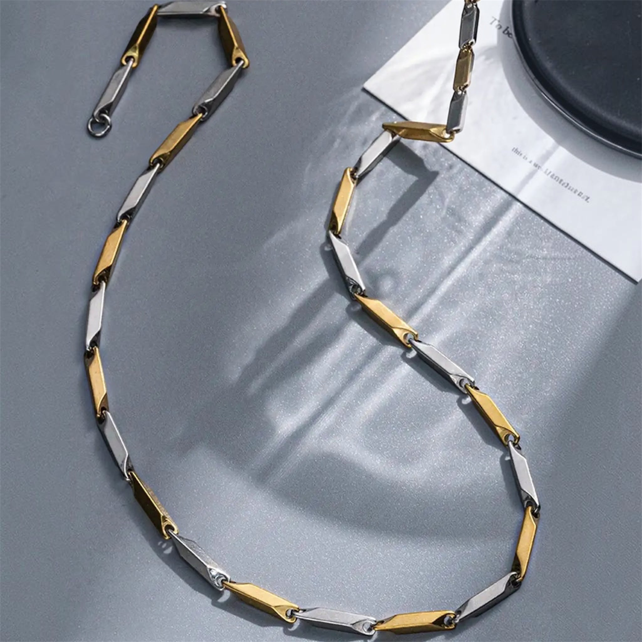 Two-Tone Gold & Silver Link Chain Necklace for Men | GOYAH
