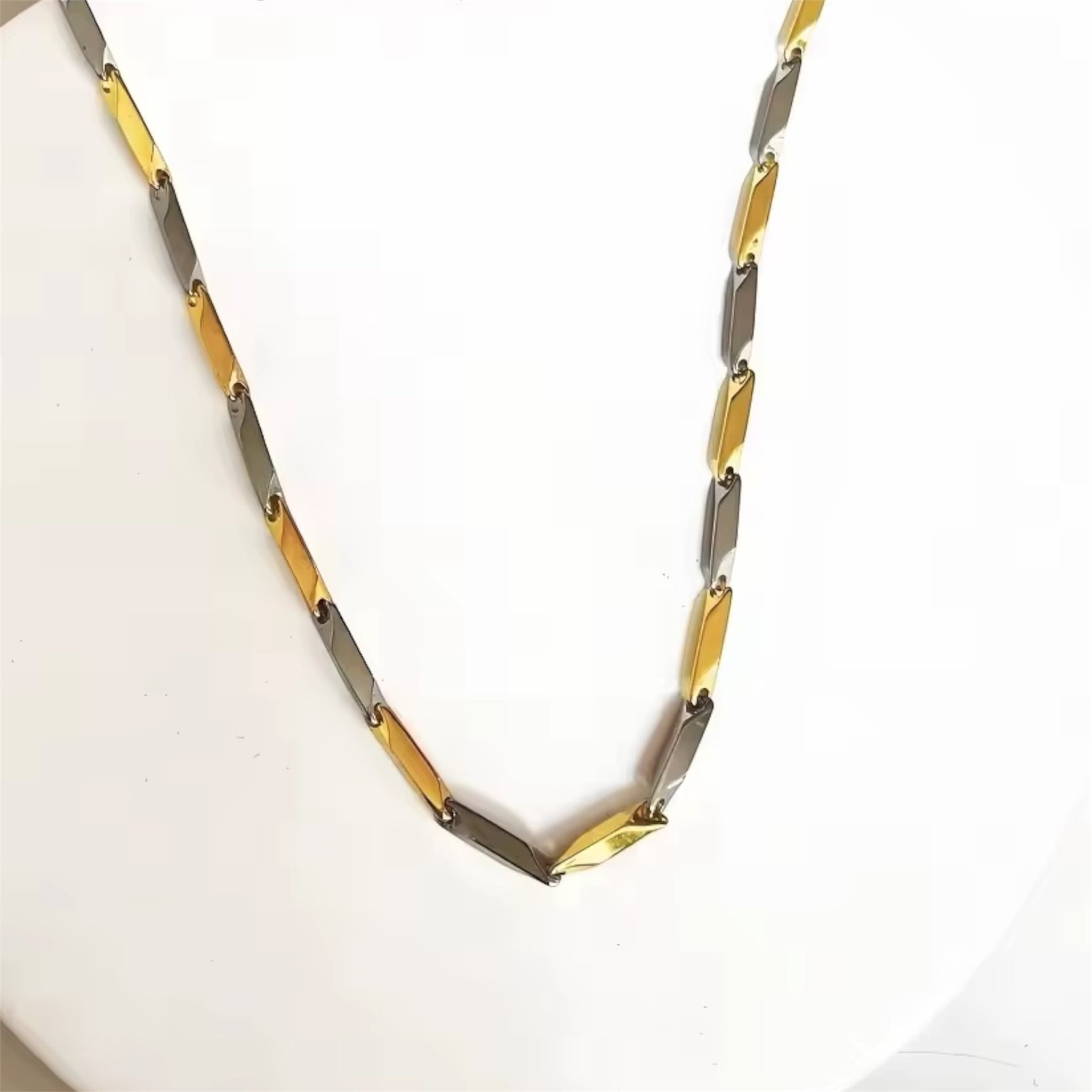 Two-Tone Gold & Silver Link Chain Necklace for Men | GOYAH
