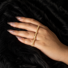 Linear Bar Open Ring Adjustable Size (Gold) | GOYAH